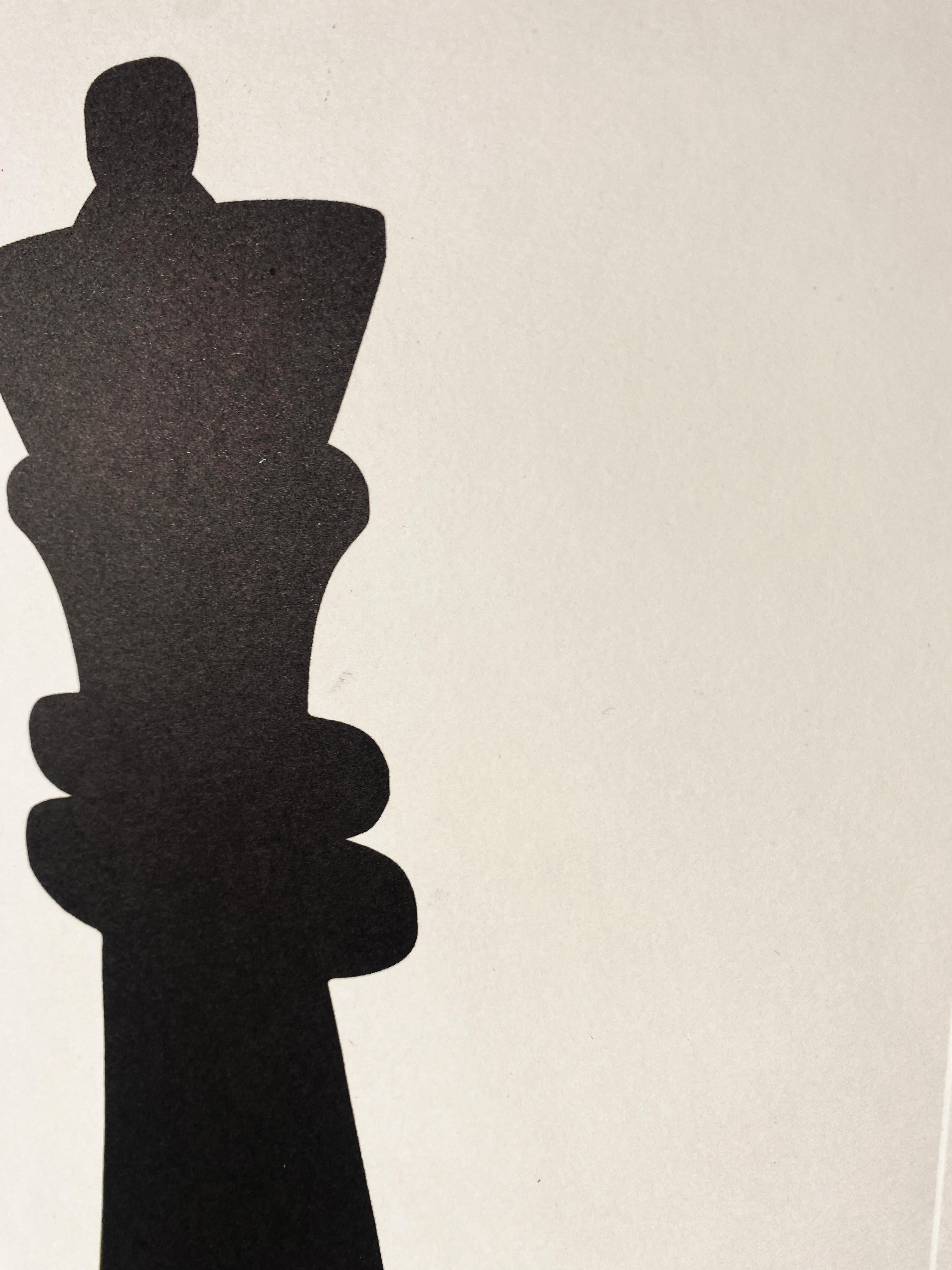 Dipinto a mano Stampa contemporanea italiana dipinta a mano Silhouette nera di scacchi 