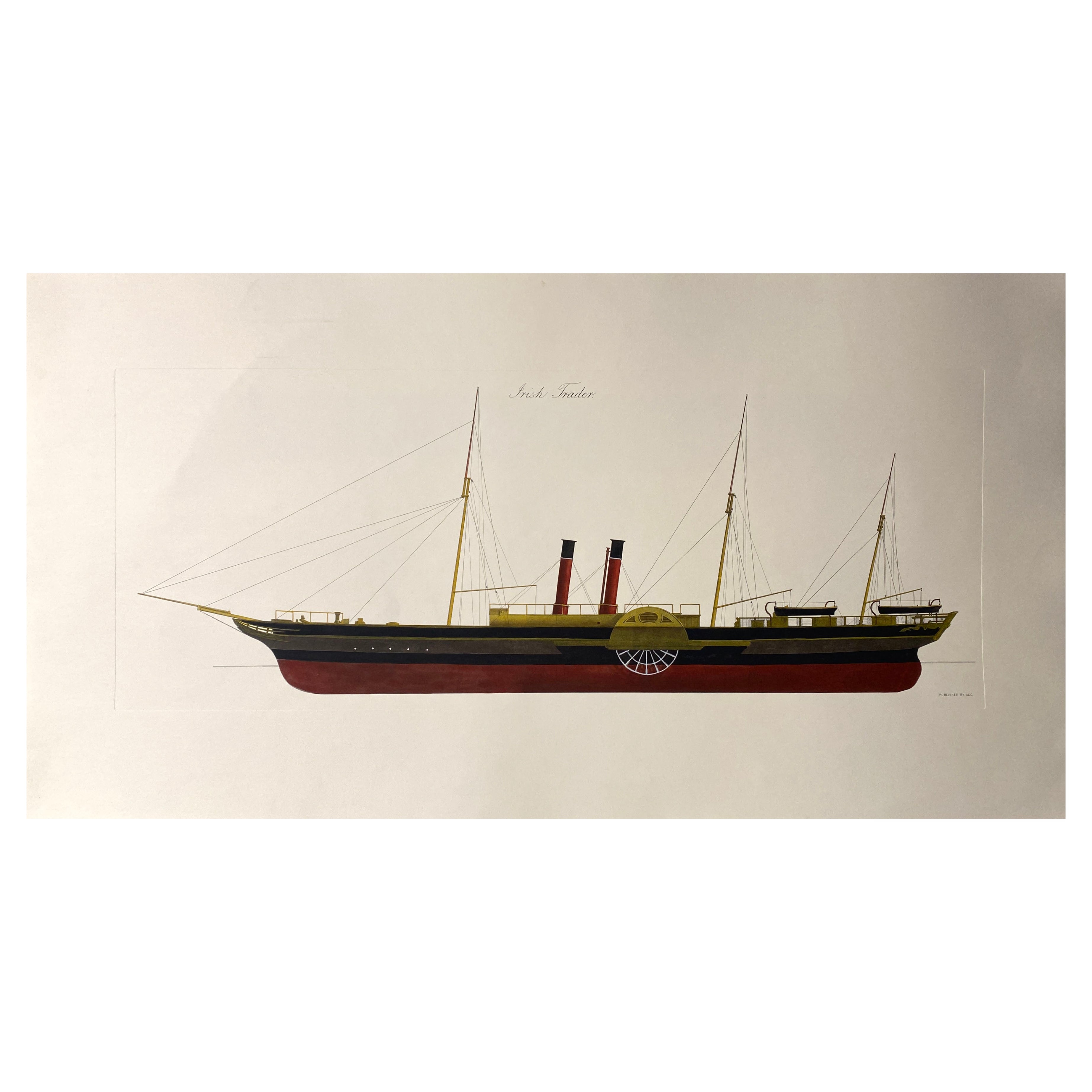 Italian Contemporary Hand Painted Freight Boat Print "Irish Trader" 1 of 2 For Sale