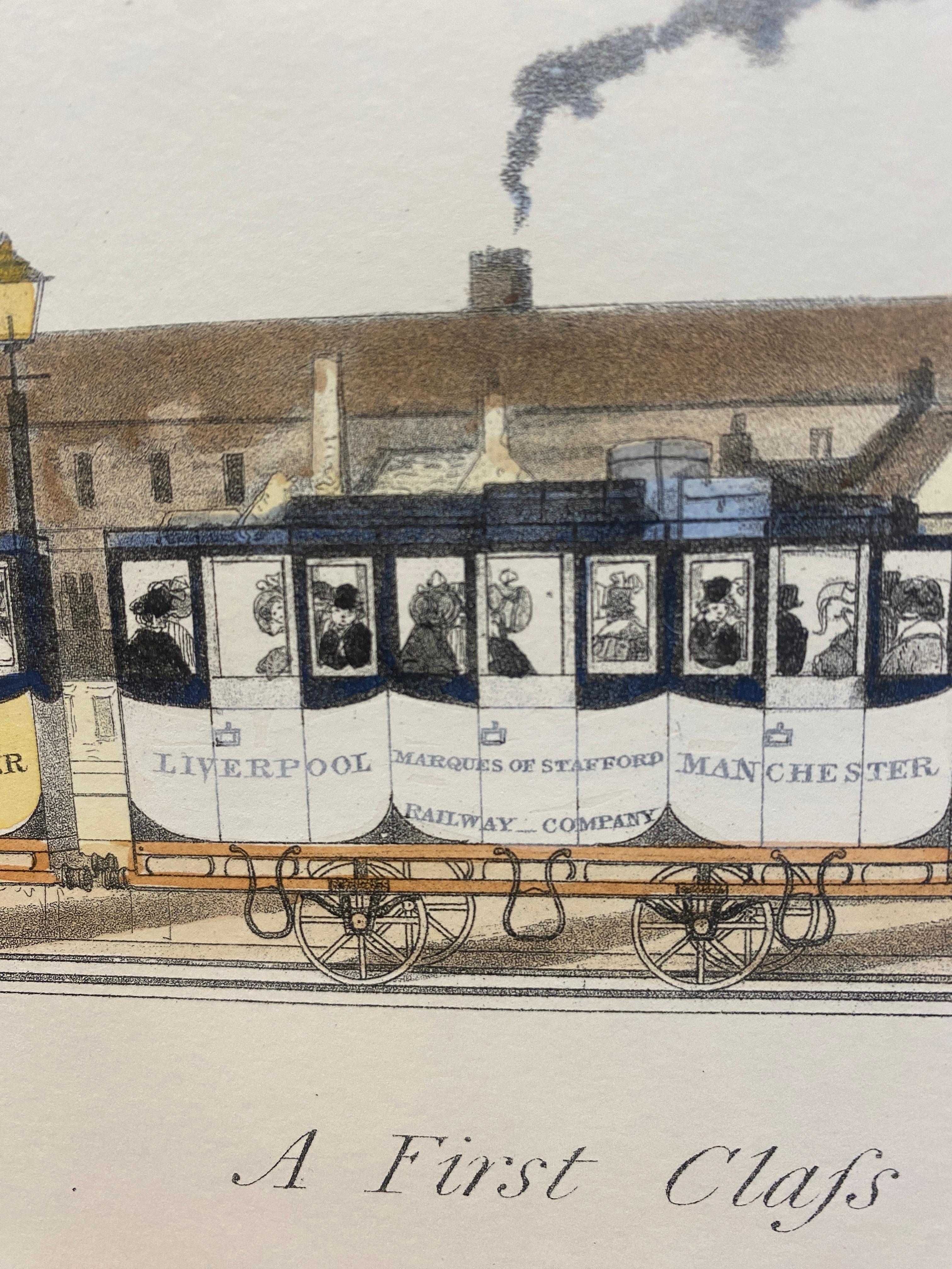 Italian Contemporary Hand Painted Print English First Class Mail Train 2 of 2 For Sale 6