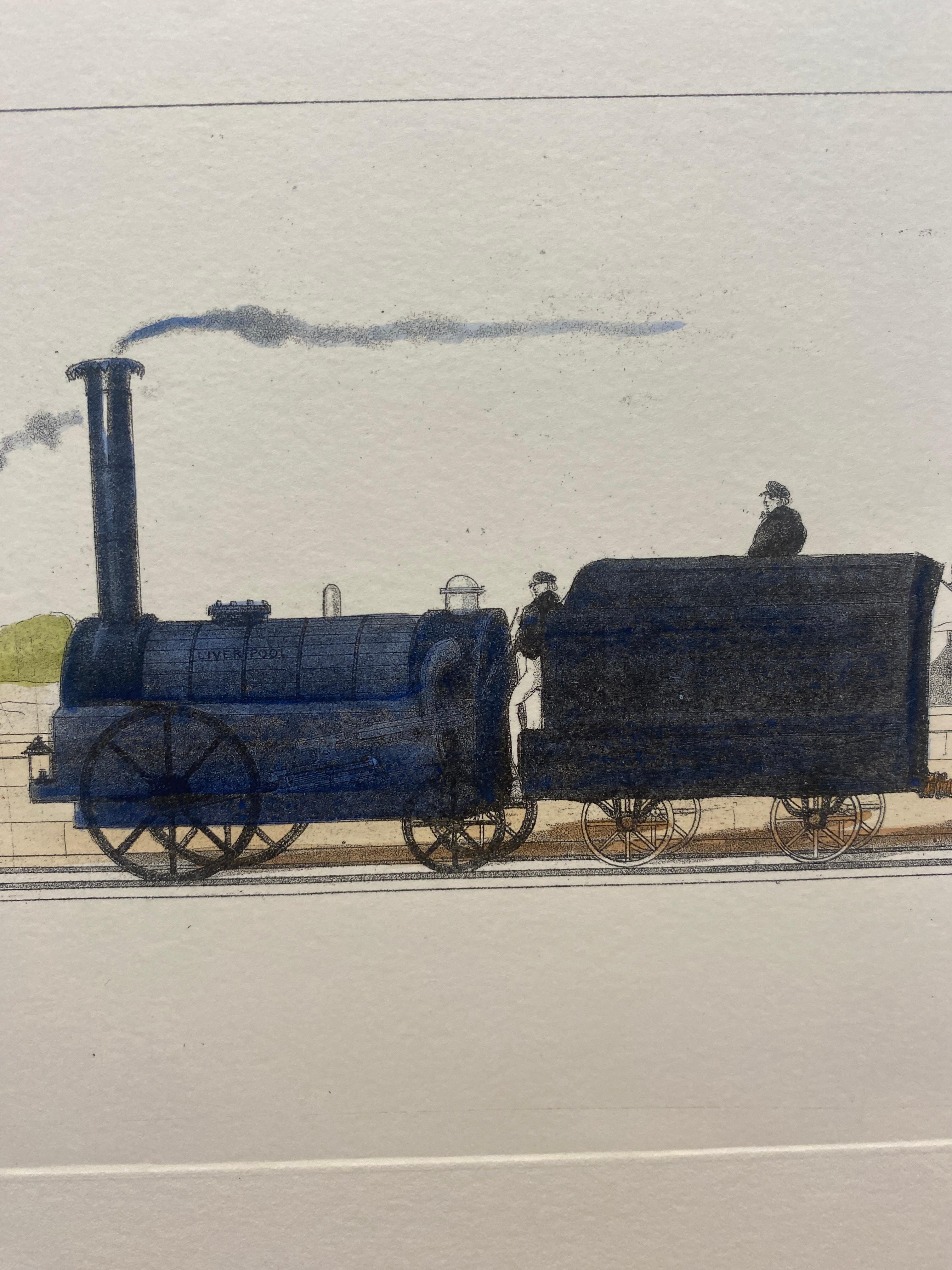 Italian Contemporary Hand Painted Print English First Class Mail Train 2 of 2 For Sale 8