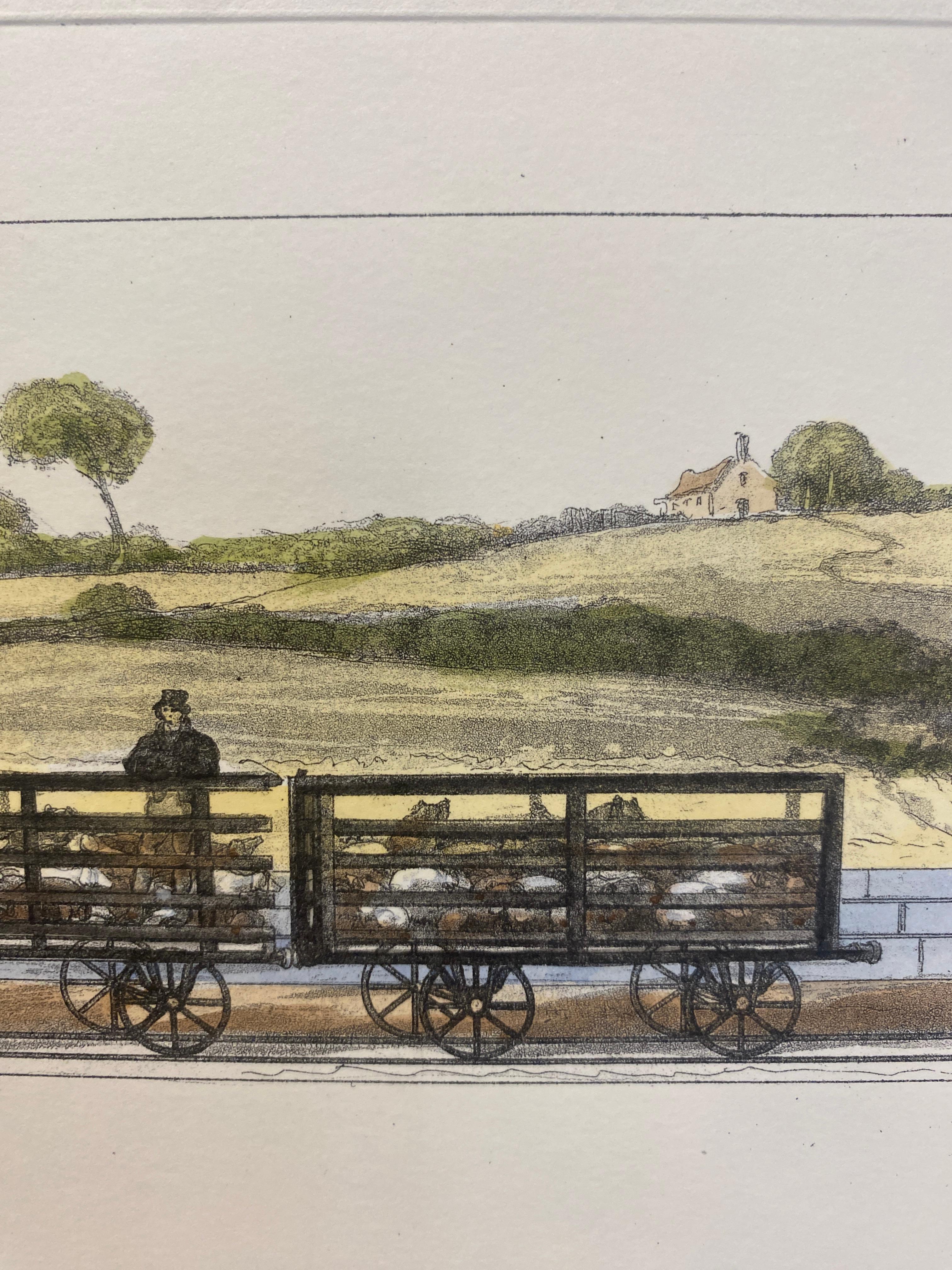 Italian Contemporary Hand Painted Print English Freight Train 1 of 2 For Sale 7