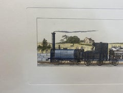 Italian Contemporary Hand Painted Print English Freight Train 1 of 2