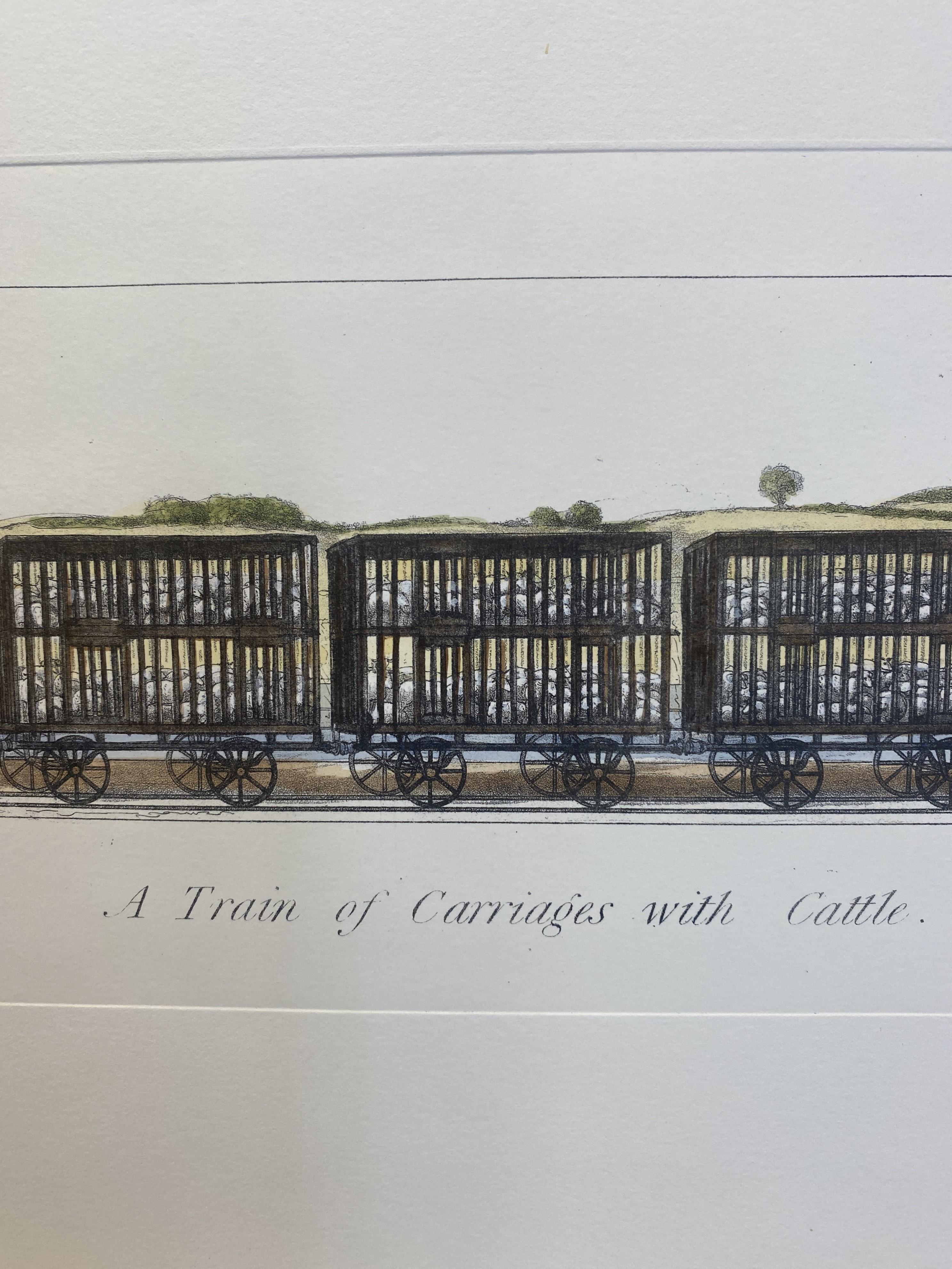 Hand-Painted Italian Contemporary Hand Painted Print English Freight Train 1 of 2 For Sale