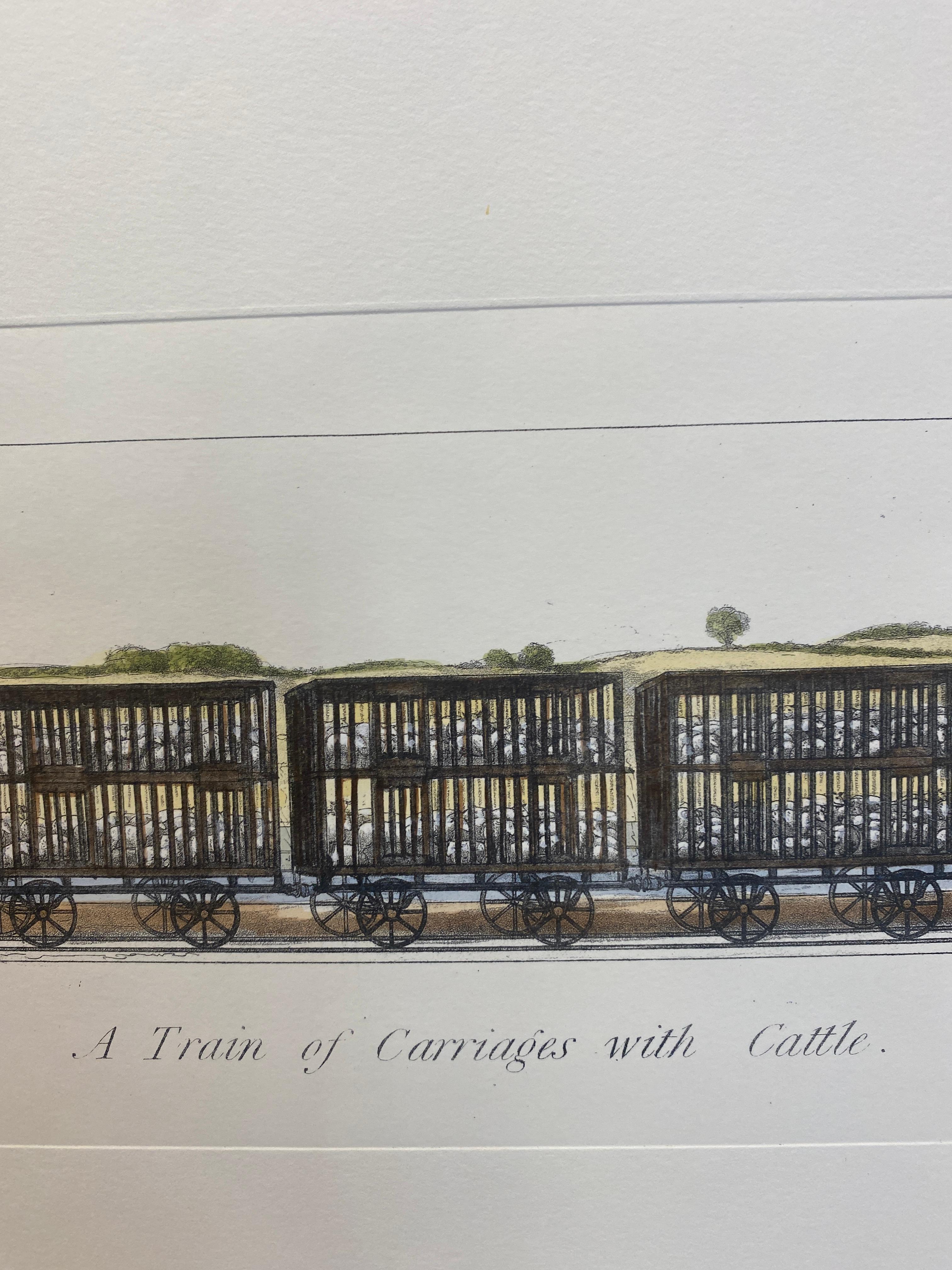 Italian Contemporary Hand Painted Print English Freight Train 1 of 2 For Sale 1