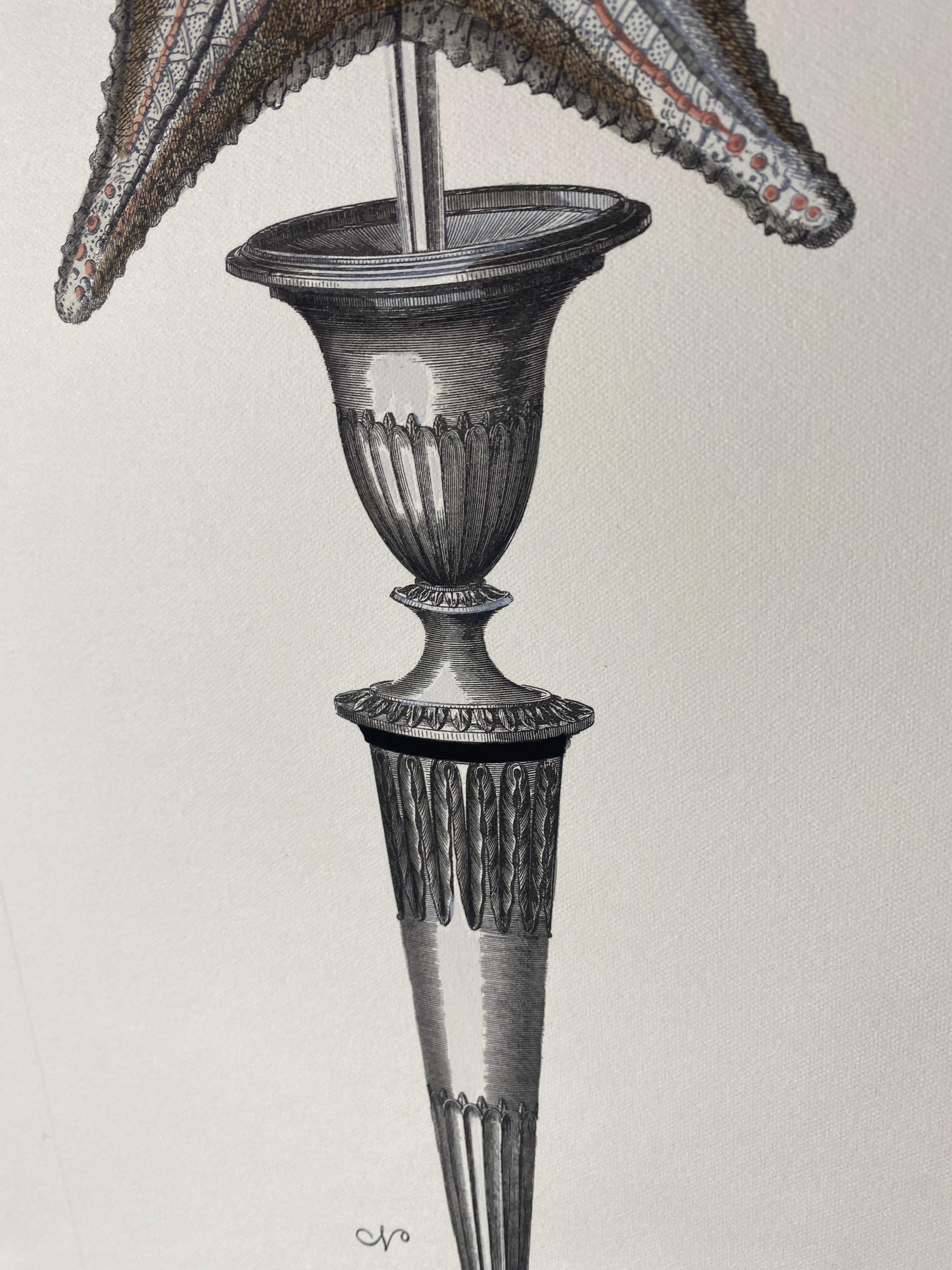 Italian Contemporary Hand Painted Print Marina Candle Holder 