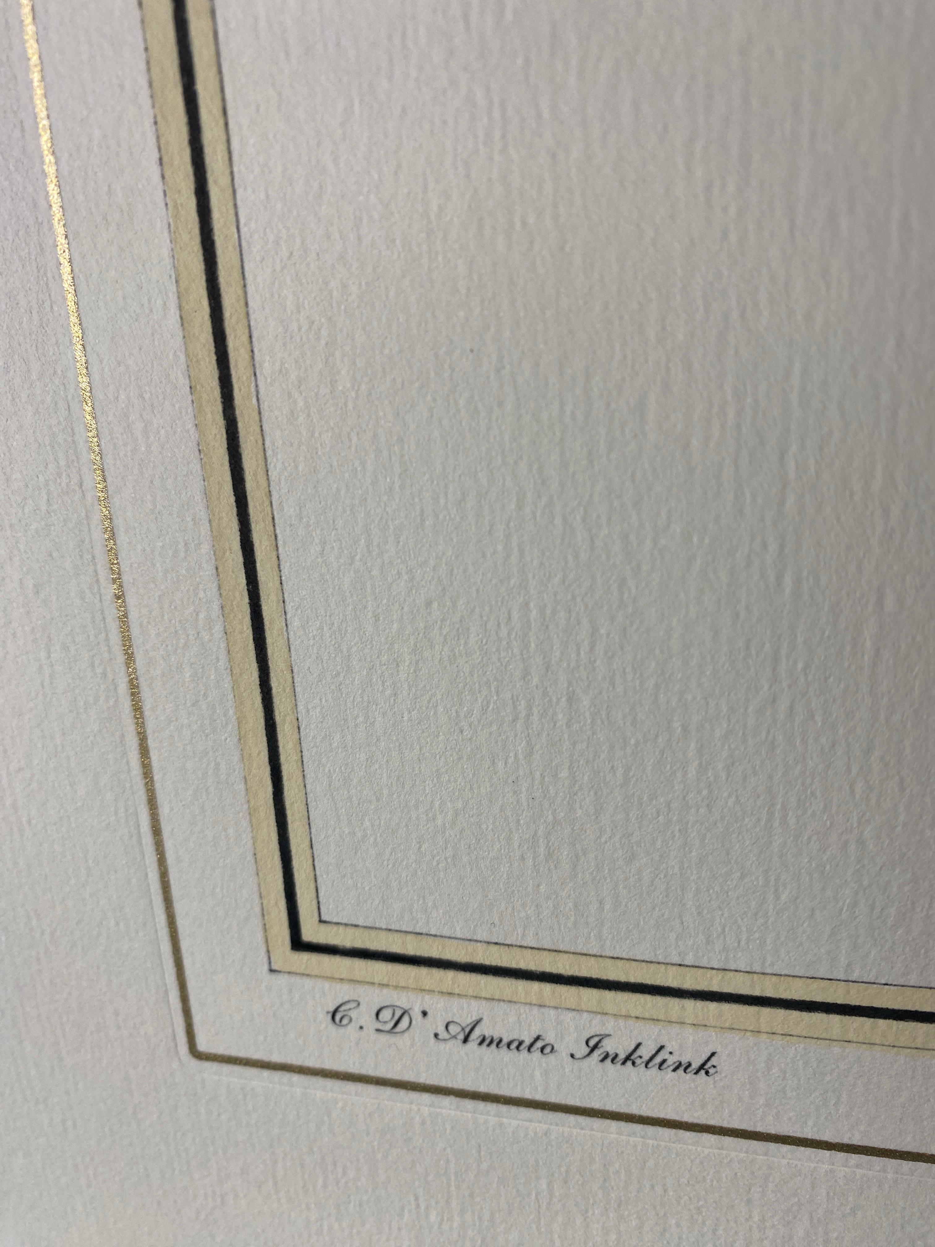 Italian Contemporary Hand Painted Print Marina Gold 