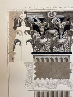 Italian Contemporary Hand Painted Print Pantheon Architectural Drawing 1 of 4
