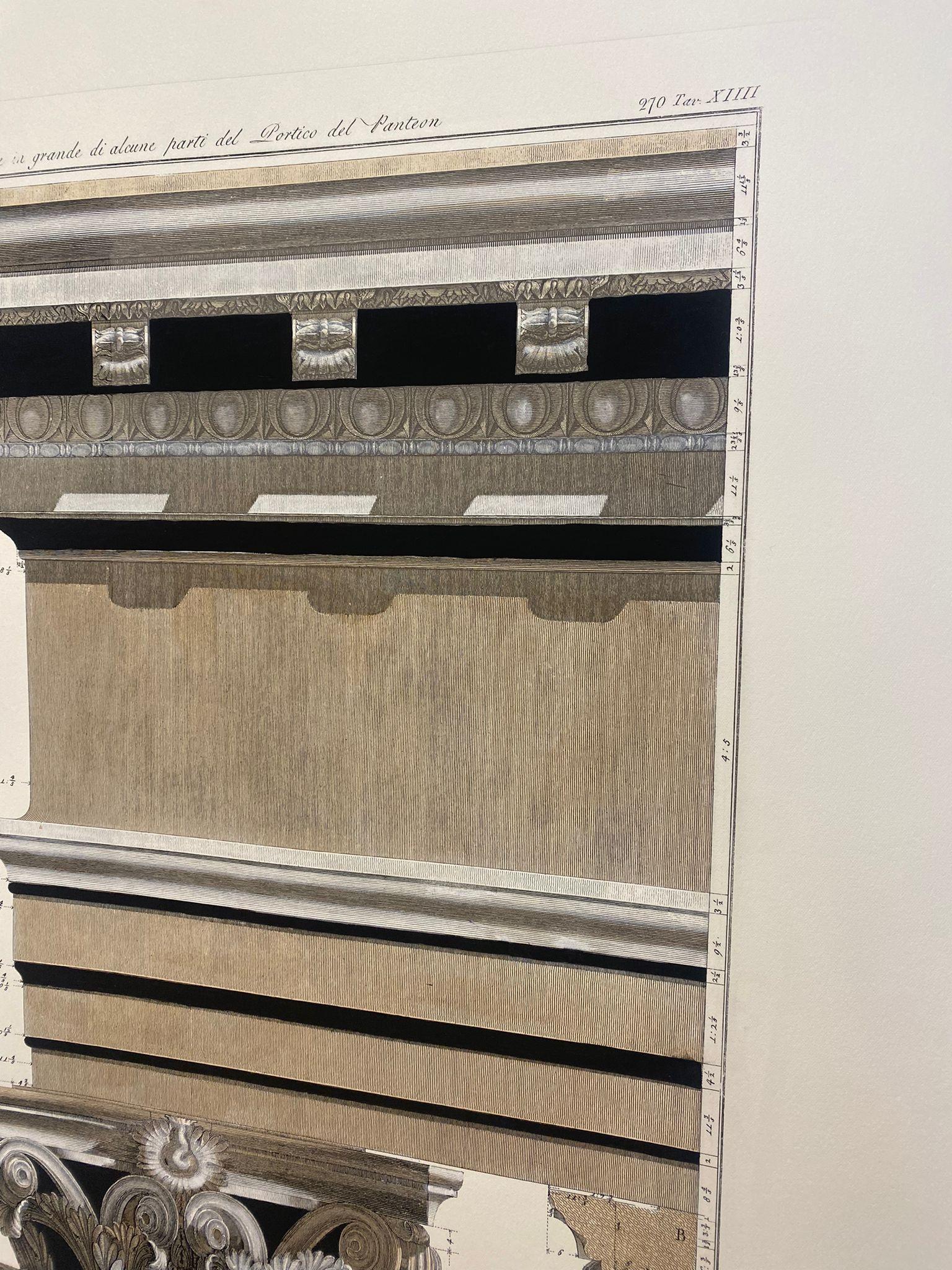 XXI secolo e contemporaneo Stampa contemporanea italiana dipinta a mano Disegno architettonico del Pantheon 3 di 4 in vendita