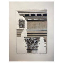 Italienische zeitgenössische handbemalte Pantheon-Architekturzeichnung mit Druck, 3 von 4