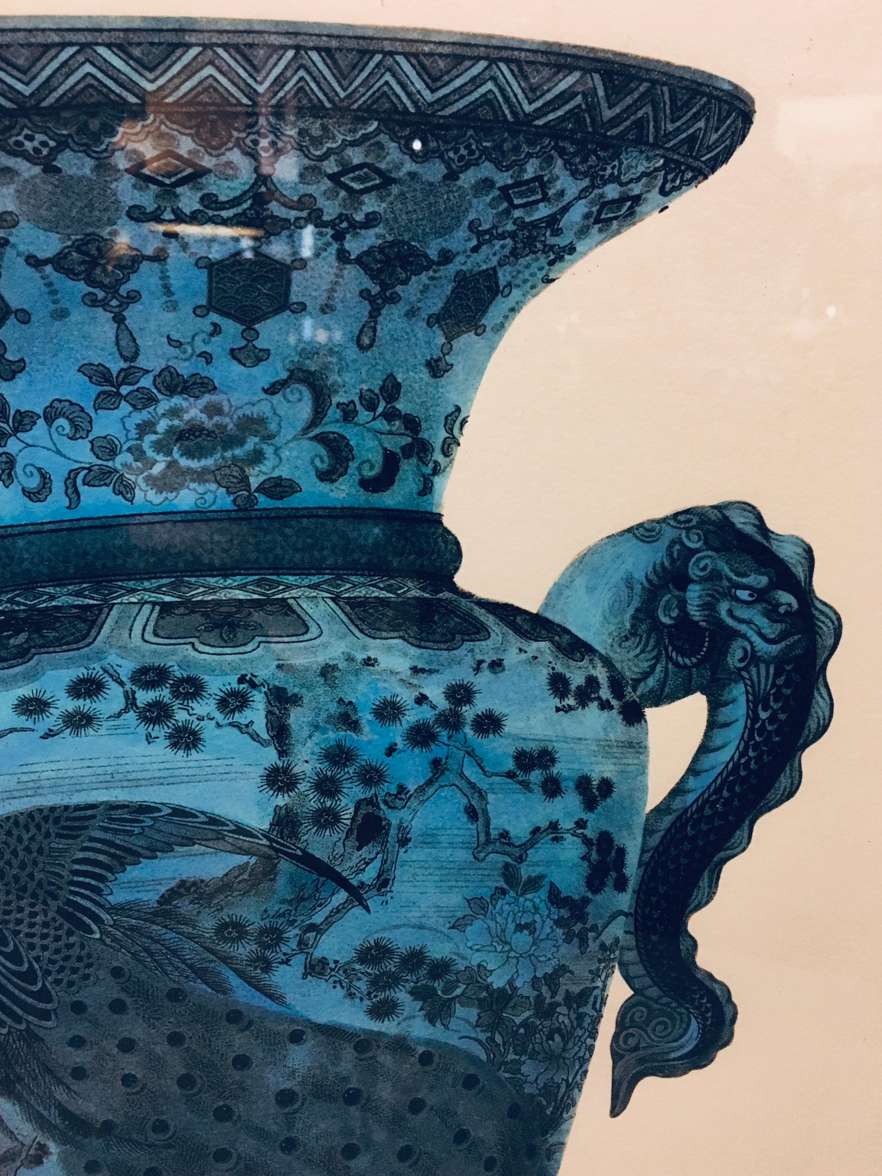  Zeitgenössische italienische handbemalte blaue Porzellanvase mit schwarzem Rahmen, 3 von 3 im Zustand „Neu“ im Angebot in Scandicci, Florence
