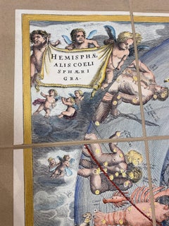 Toile rugueuse imprimée à la main d'une carte ancienne, AM Contemporary "Astral Hemisper"