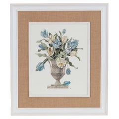 Italian Contemporary HandCrafted Print "Crinum" with Wood and Jute Frame 1 of 2