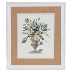 Italian Contemporary HandCrafted Print "Tulip Vase" Wood and Jute Frame 2 of 2