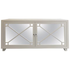Credenza italiana contemporanea laccata in Wood Wood e specchio
