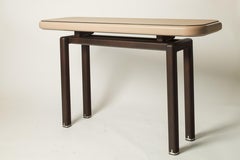 Italian Contemporary Leather and Wenge Console Table