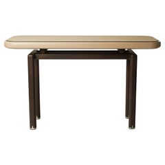 Italian Contemporary Leather and Wenge Console Table