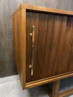 Italian Contemporary Mid-Century Style Geometric Woodand Brass Sideboard