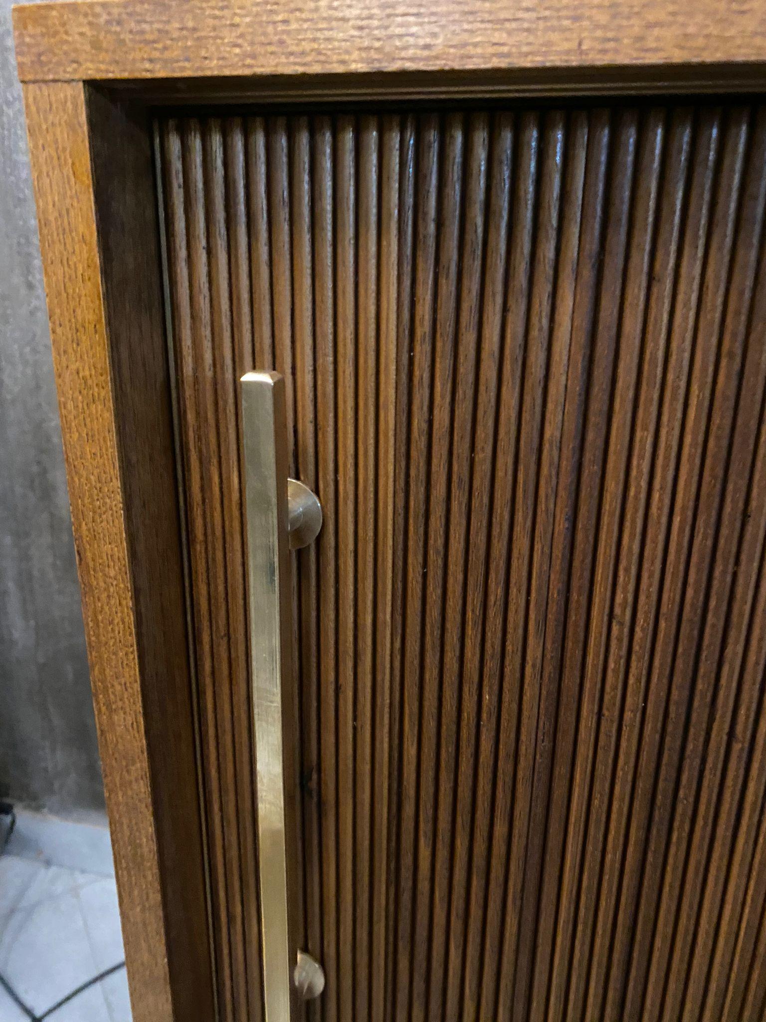 Mid-Century moderno Italian Contemporary Mid-Century Style Geometric Woodand Brass Sideboard in vendita