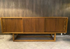 Italian Contemporary Mid-Century Style Geometric Woodand Brass Sideboard