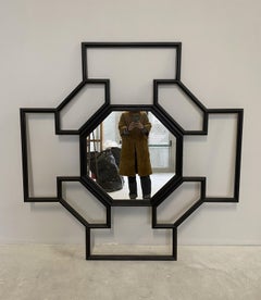 Italienischer Contemporary Spiegel Hand Crafted mit schwarzem Tulipwood und Glas