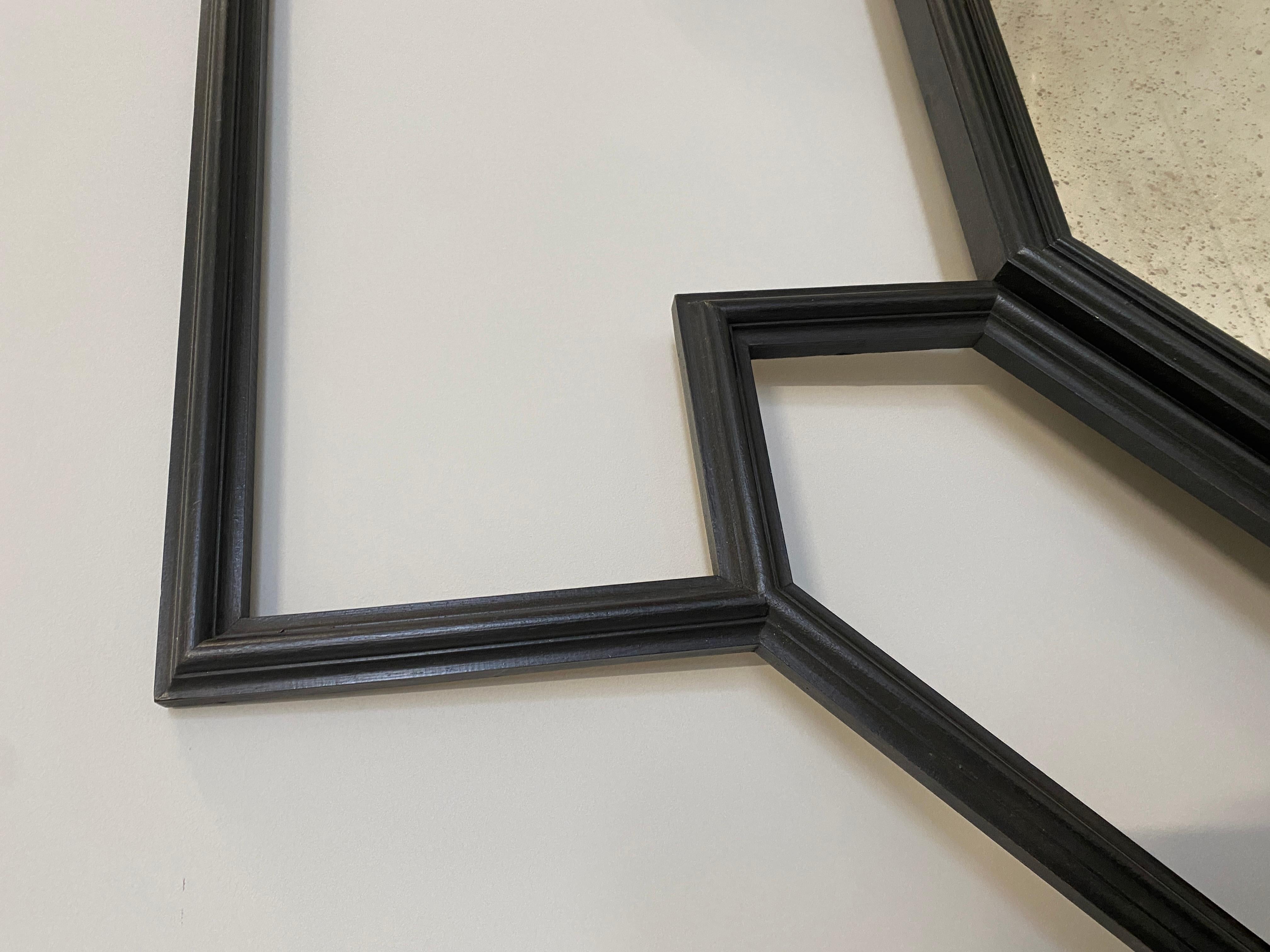 Arts and Crafts Italian Contemporary Mirror Hand Crafted with Black Tulipwood and Glass For Sale