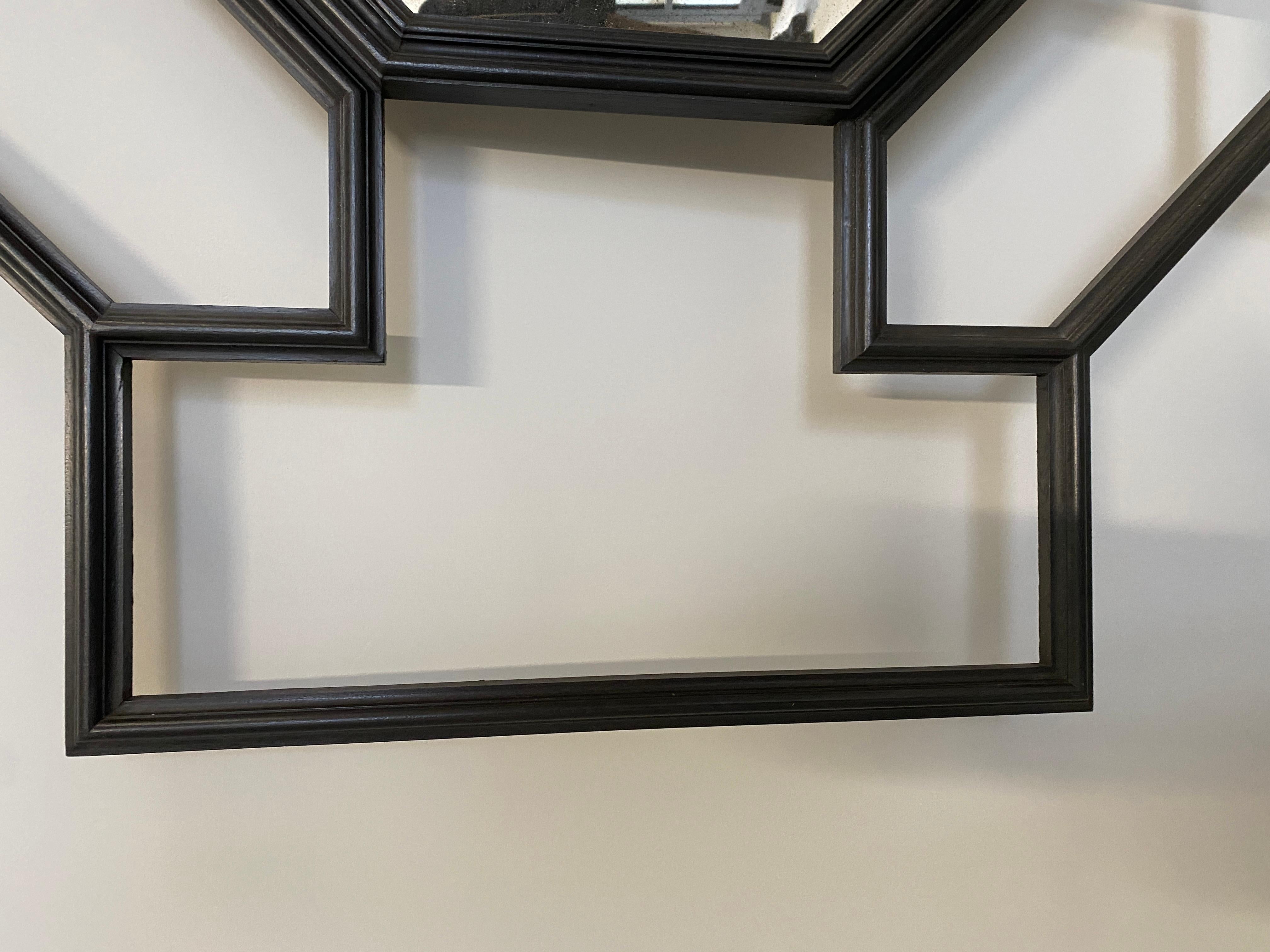 Hand-Crafted Italian Contemporary Mirror Hand Crafted with Black Tulipwood and Glass For Sale