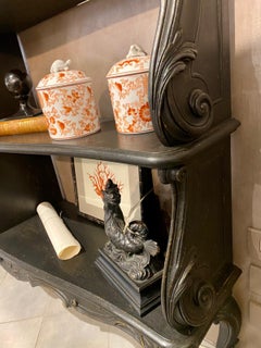 Italian Contemporary Napoleon III Style - Black and Gold Antiqued Wood Bookcase