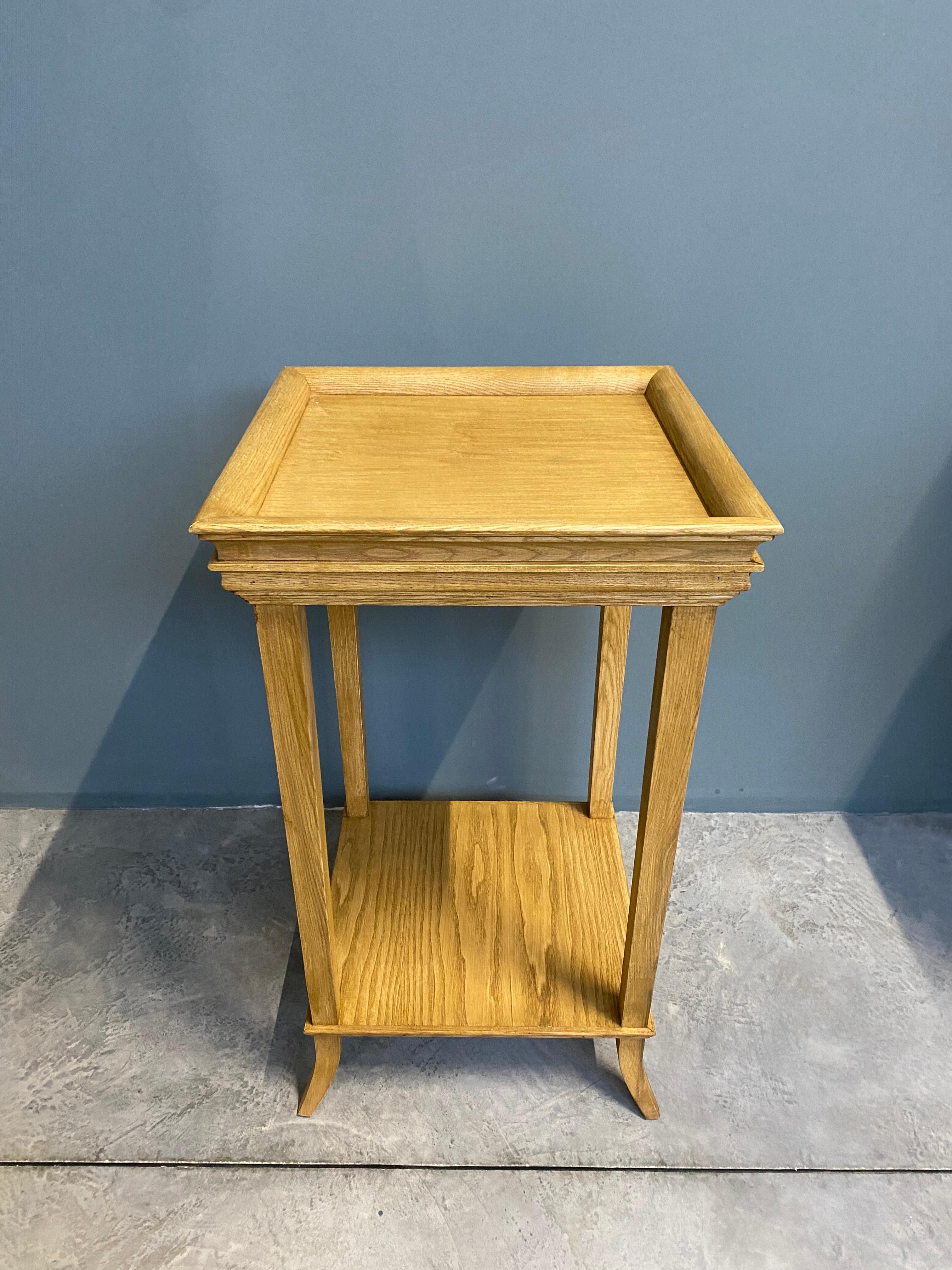 Modern Italian Contemporary  Natural Wood Side Table with Wood Finishes For Sale