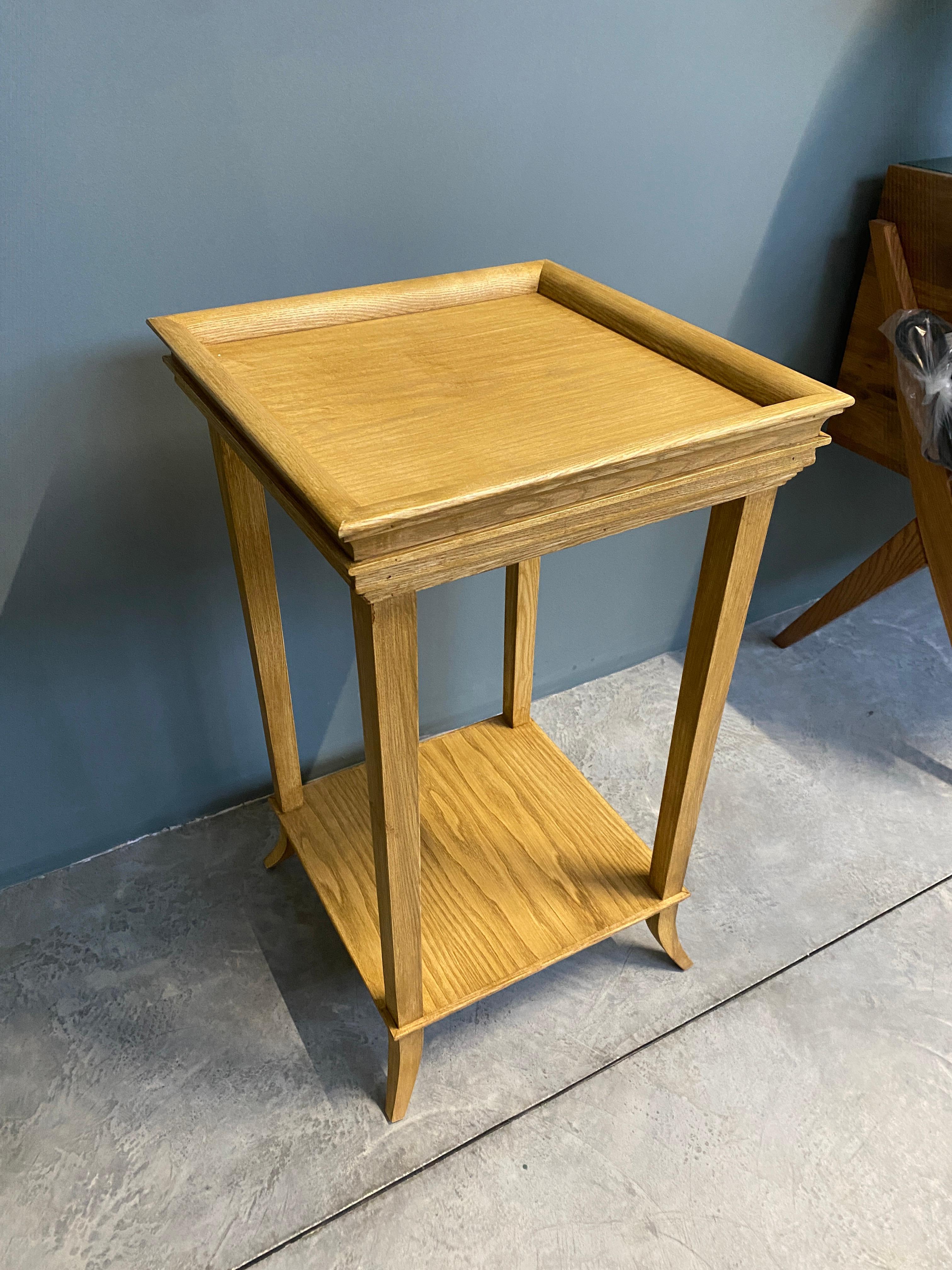 Hand-Crafted Italian Contemporary  Natural Wood Side Table with Wood Finishes For Sale