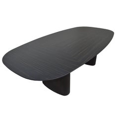 Italian Contemporary Oval Curved Dining Table Inlaid Dark Mahogany with Pedestal