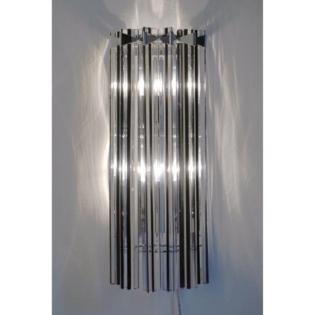 Italian Contemporary Pair of Nickel Crystal and Black Inset Murano Glass Sconces 2