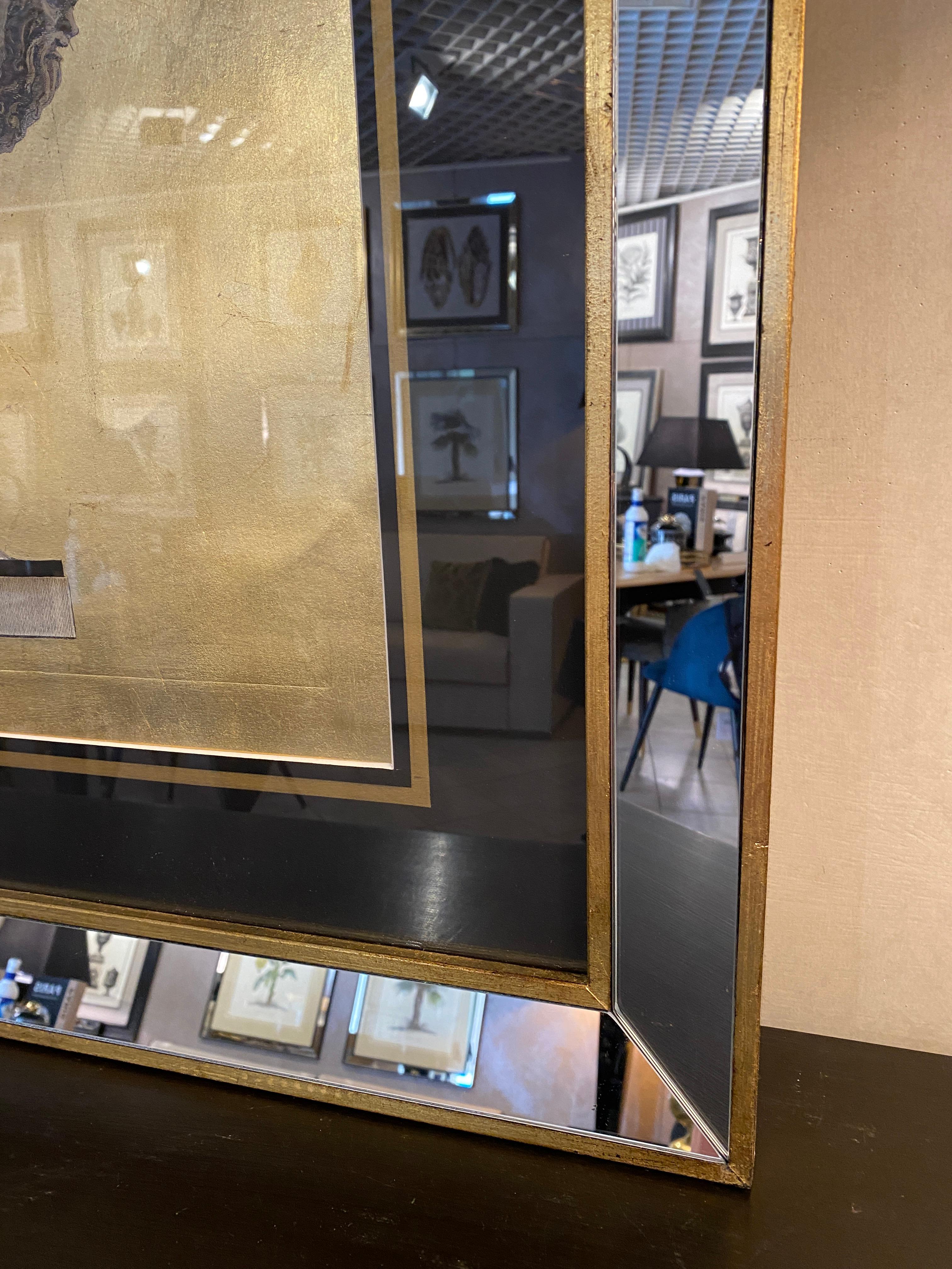 Vaso Romano Italiano Contemporaneo Nero Oro Grande Stampa con Cornice Wood a Specchio 1 di 2 in vendita 3