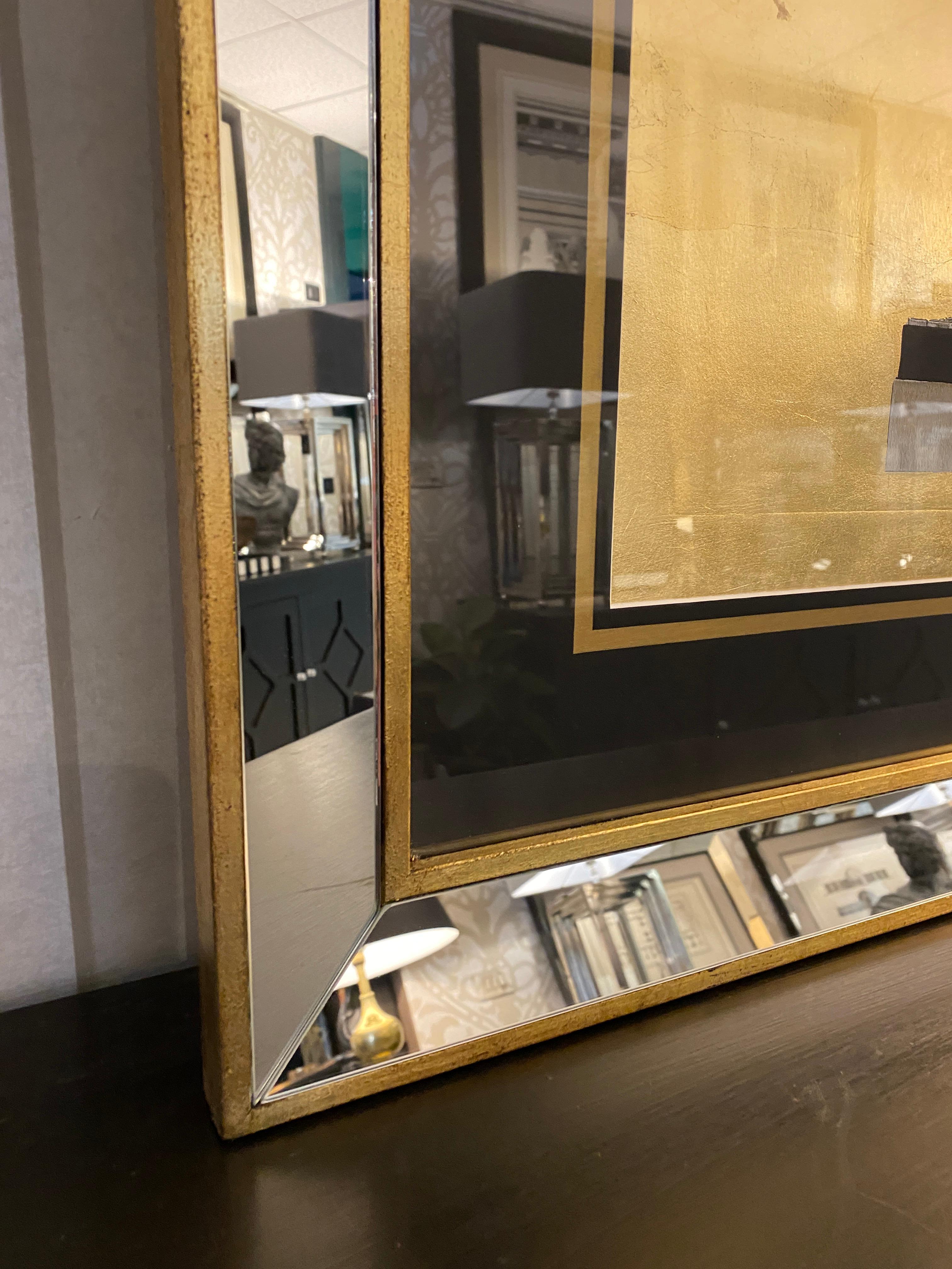 Vaso Romano Italiano Contemporaneo Nero Oro Grande Stampa con Cornice Wood a Specchio 2 di 2 in vendita 2