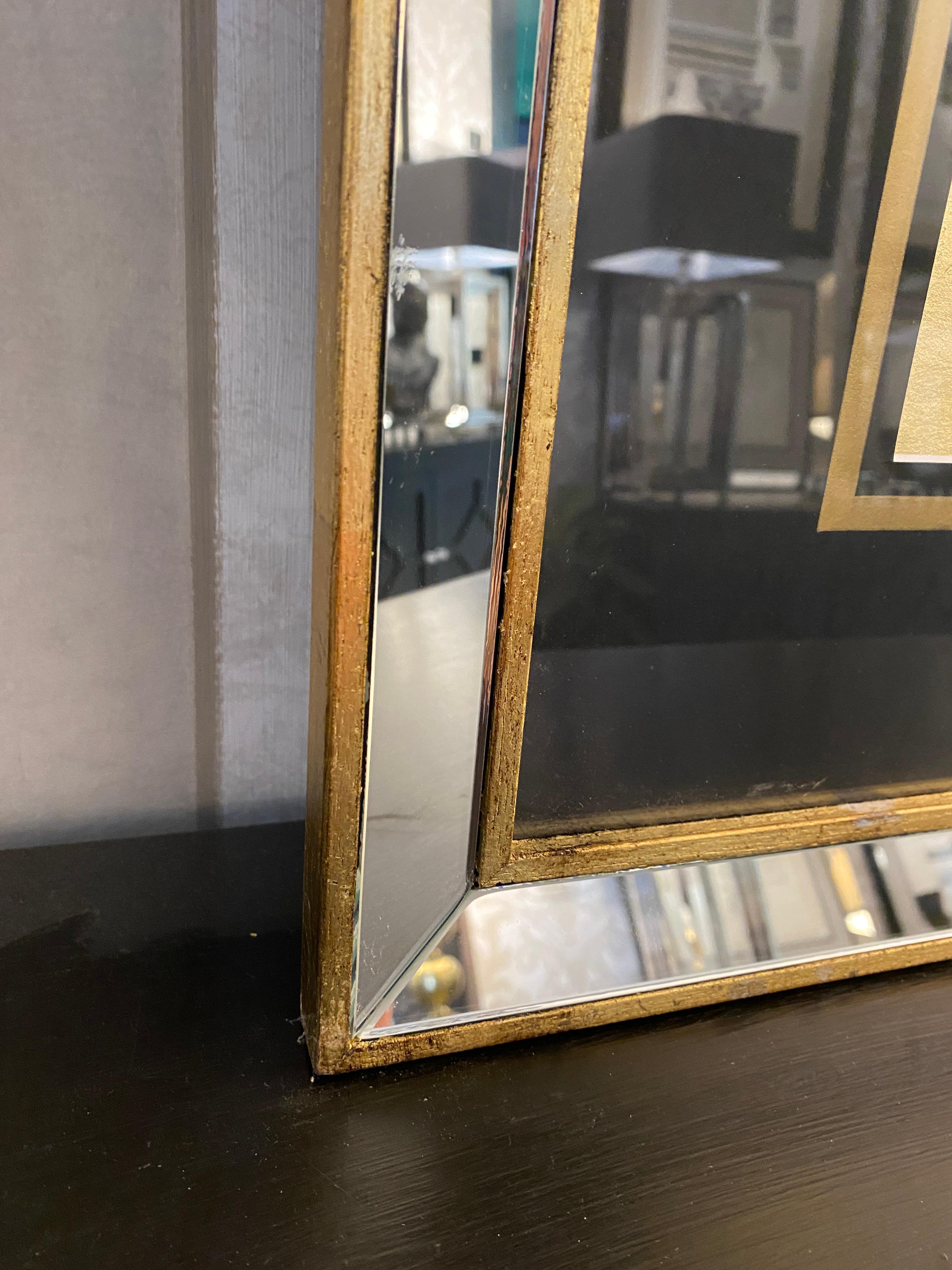 Jarrón Romano Contemporáneo Italiano Impresión Oro Negro con Marco de Madera Espejo 1 de 2 Grabado en venta
