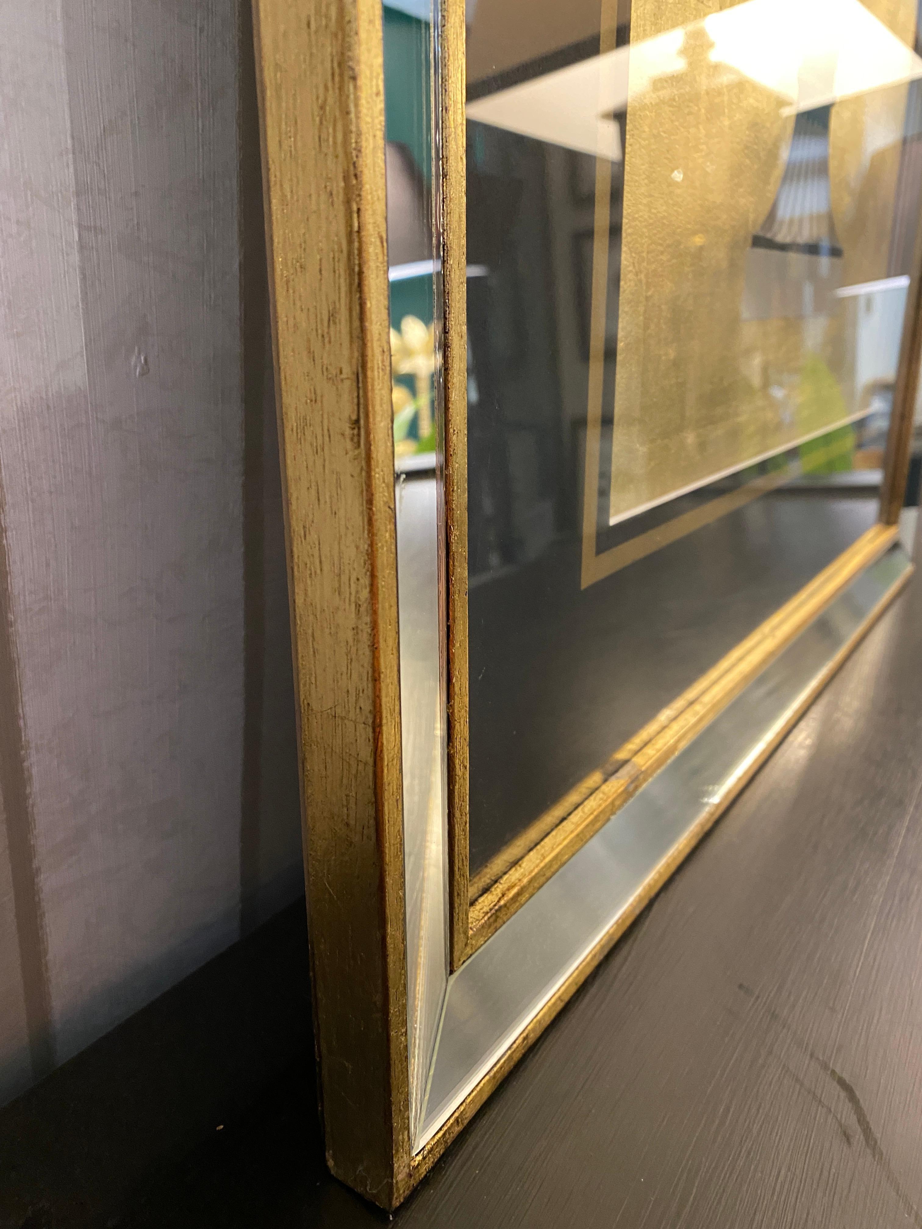 Jarrón Romano Contemporáneo Italiano Impresión Oro Negro con Marco de Madera Espejo 1 de 2 en Nuevo estado para la venta en Scandicci, Florence