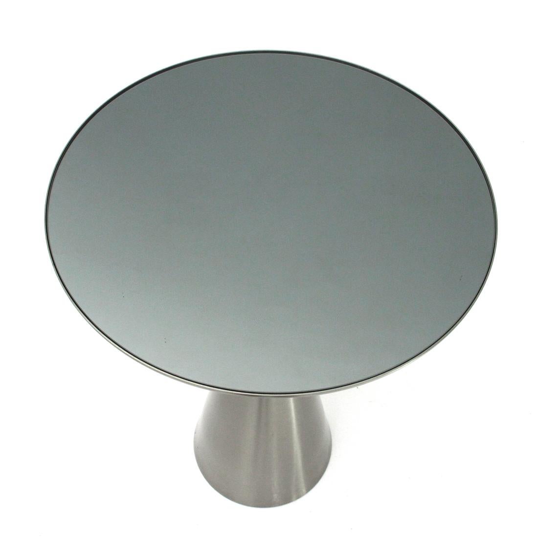 Modern Italian Contemporary Round Coffee Table in Brushed Chrome