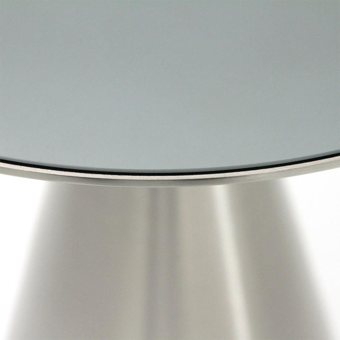 Italian Contemporary Round Coffee Table in Brushed Chrome In Excellent Condition In Savona, IT