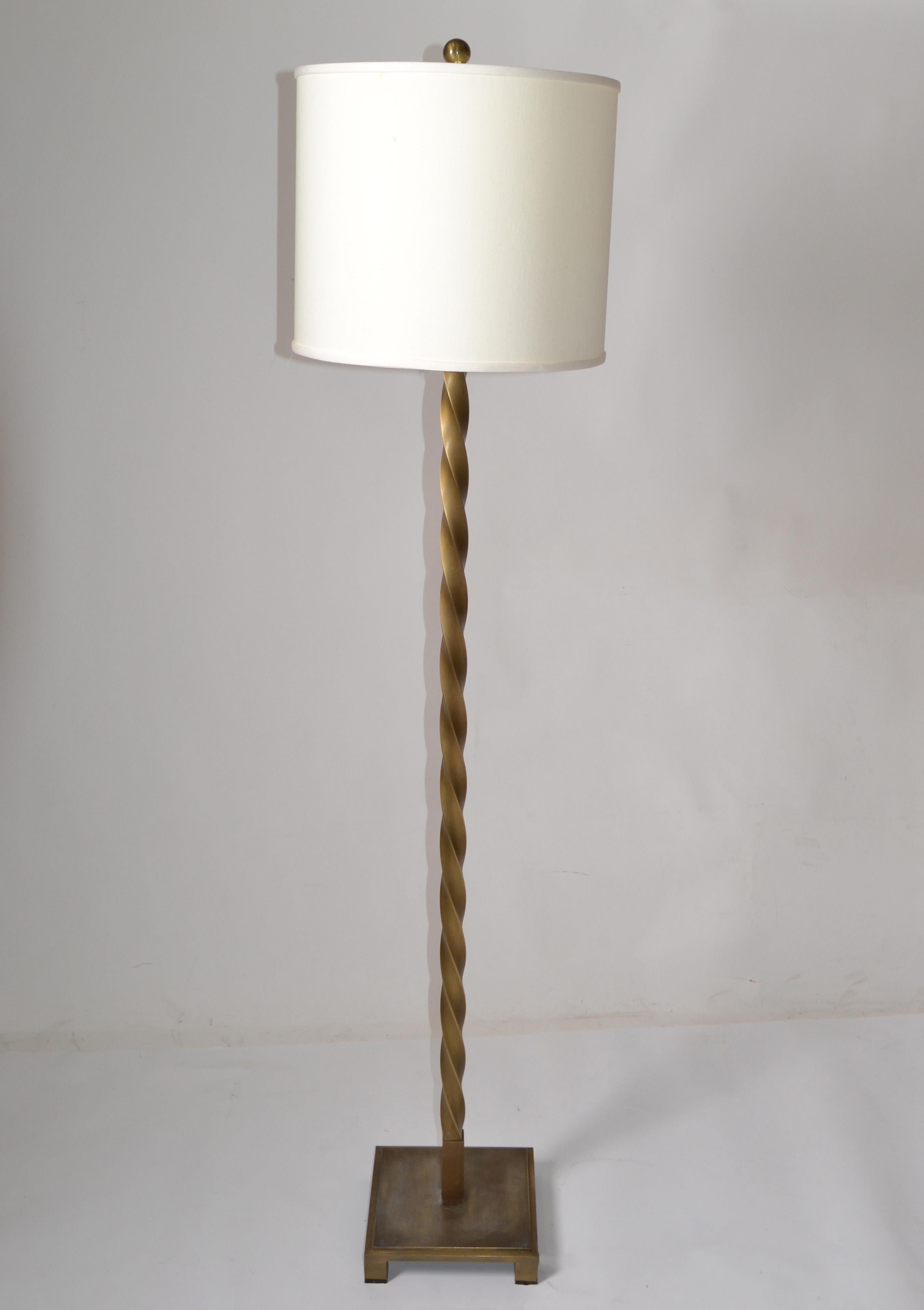 Italian Contemporary Solid Brushed Bronze Twisted Floor Lamp, Reading Lamp For Sale 11