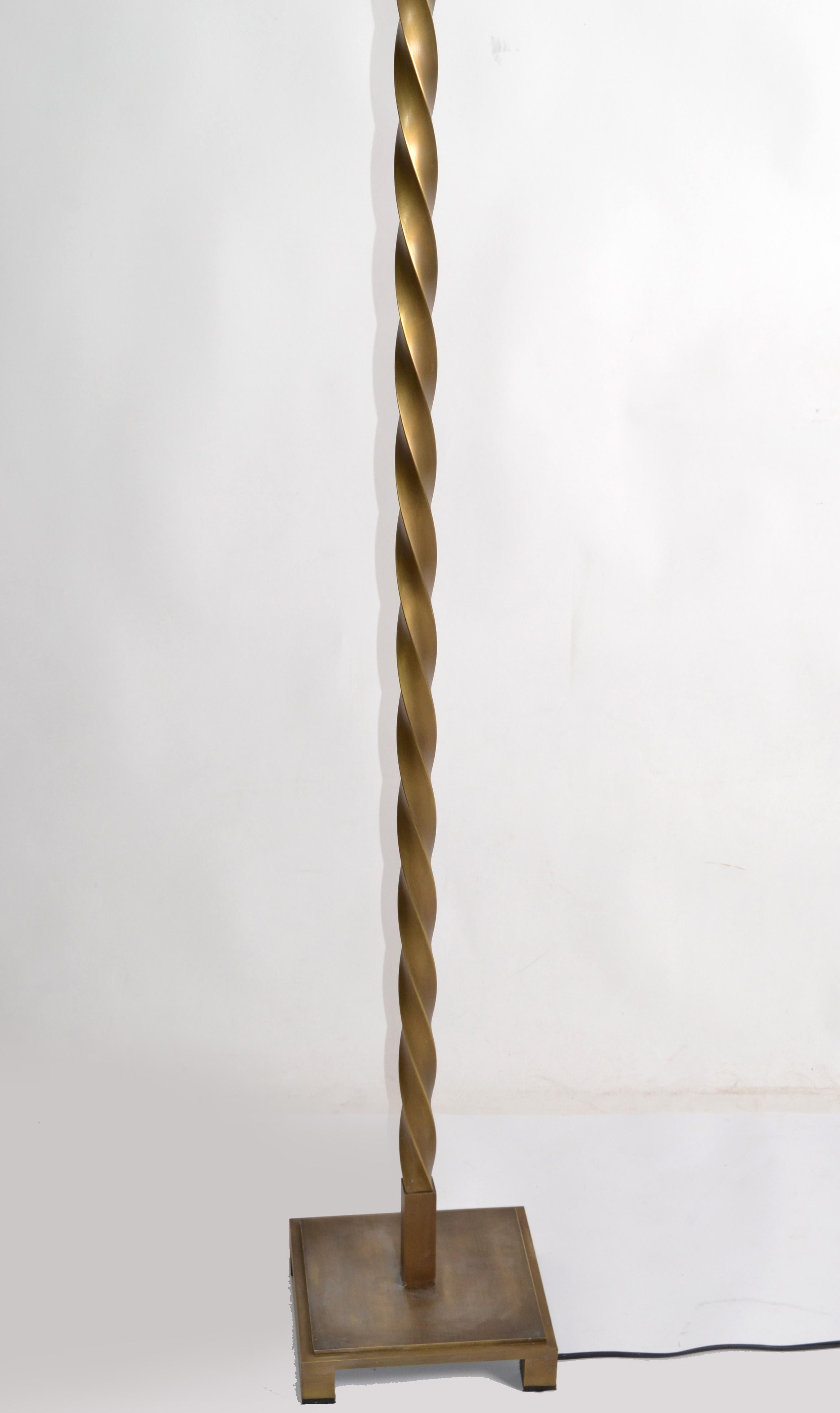 Italian Contemporary Solid Brushed Bronze Twisted Floor Lamp, Reading Lamp For Sale 2