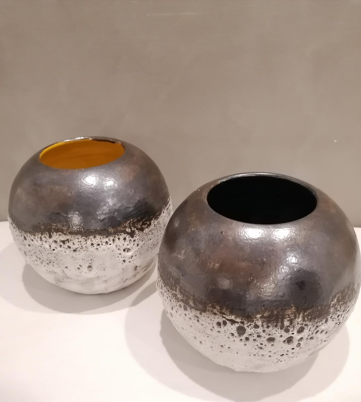 Italian Contemporary Unique Glazed Ceramic Vases with Spherical Shape, Minori 4