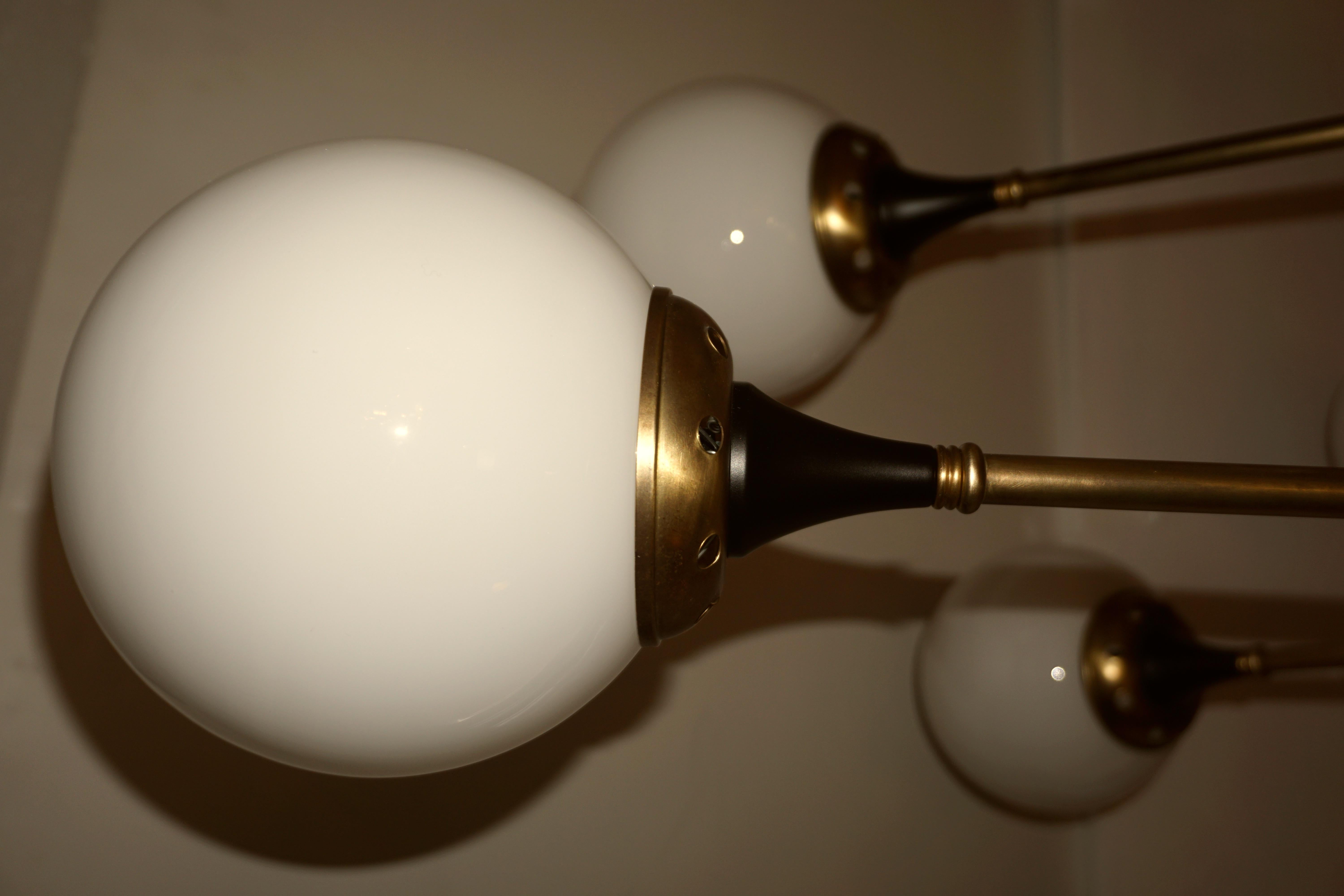 Italian Contemporary White Black & Brass 24-Light Modern Asymmetric Chandelier 1
