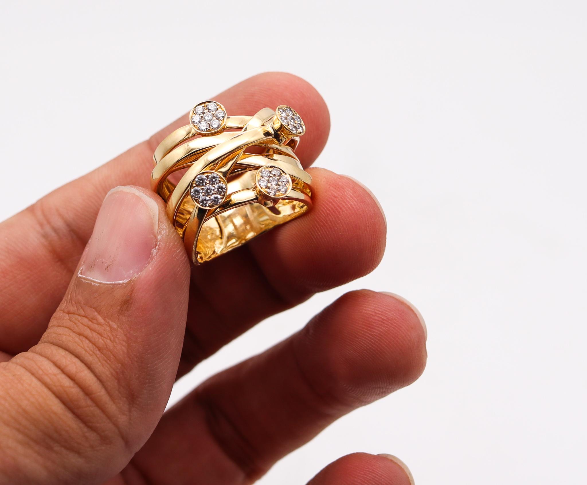 Bague italienne contemporaine câblée en or massif 18 carats avec diamants VS 1