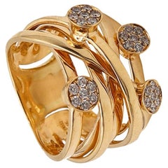Italian Contemporary Wired Ring in Solid 18kt Gold with VS Diamonds