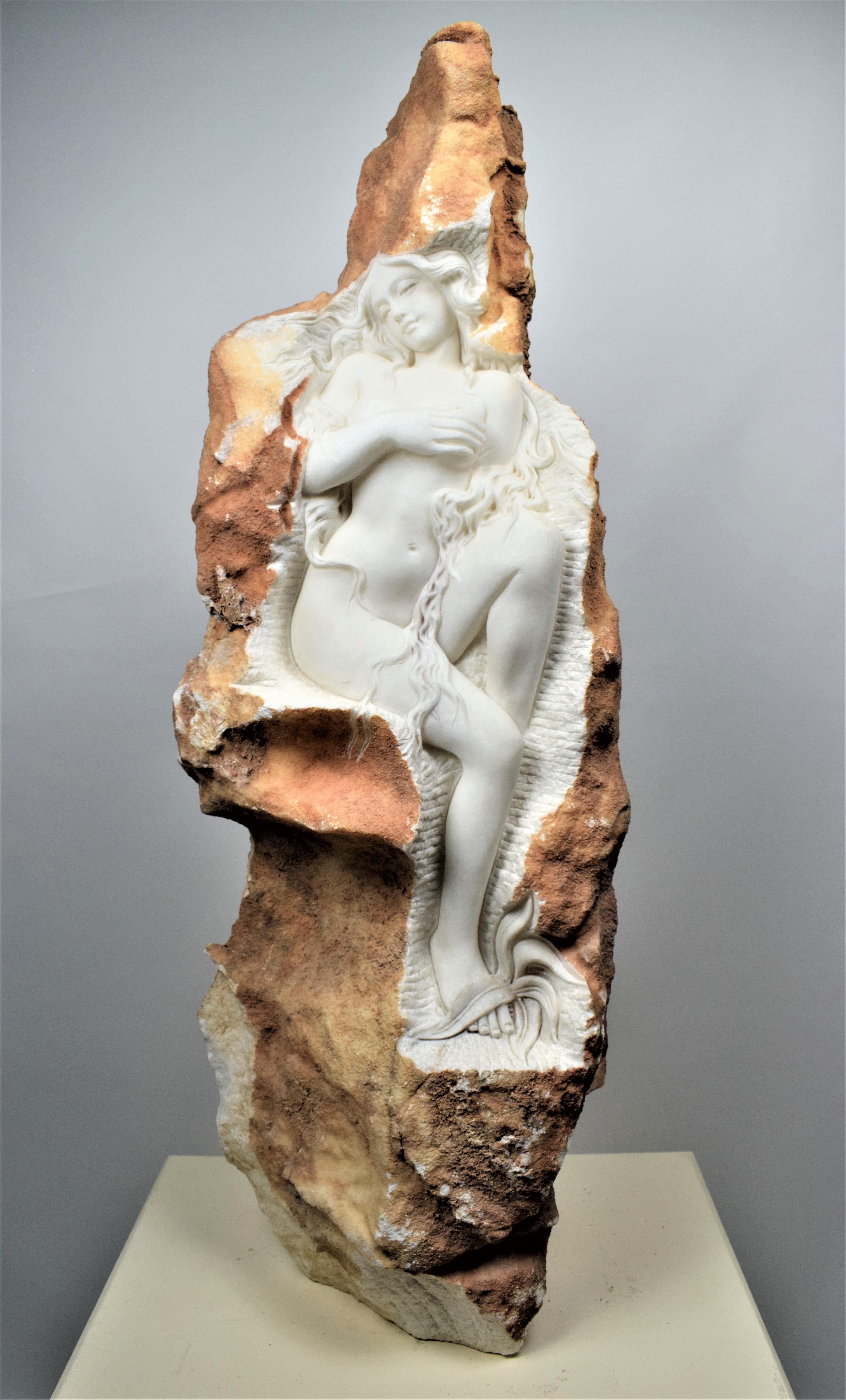 Renaissance Revival Italian Contemporary Woman Marble Sculpture For Sale