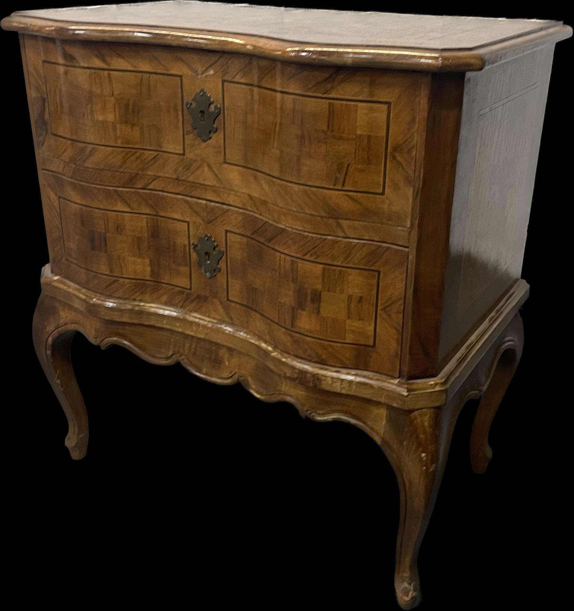 Italian Continental 19th Century 2 Drawer Chest, Commode, Nightstand, Parquetry In Good Condition For Sale In Stamford, CT