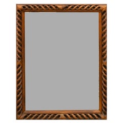 Italian Continental Style Braided Solid Walnut Frame Wall Mirror