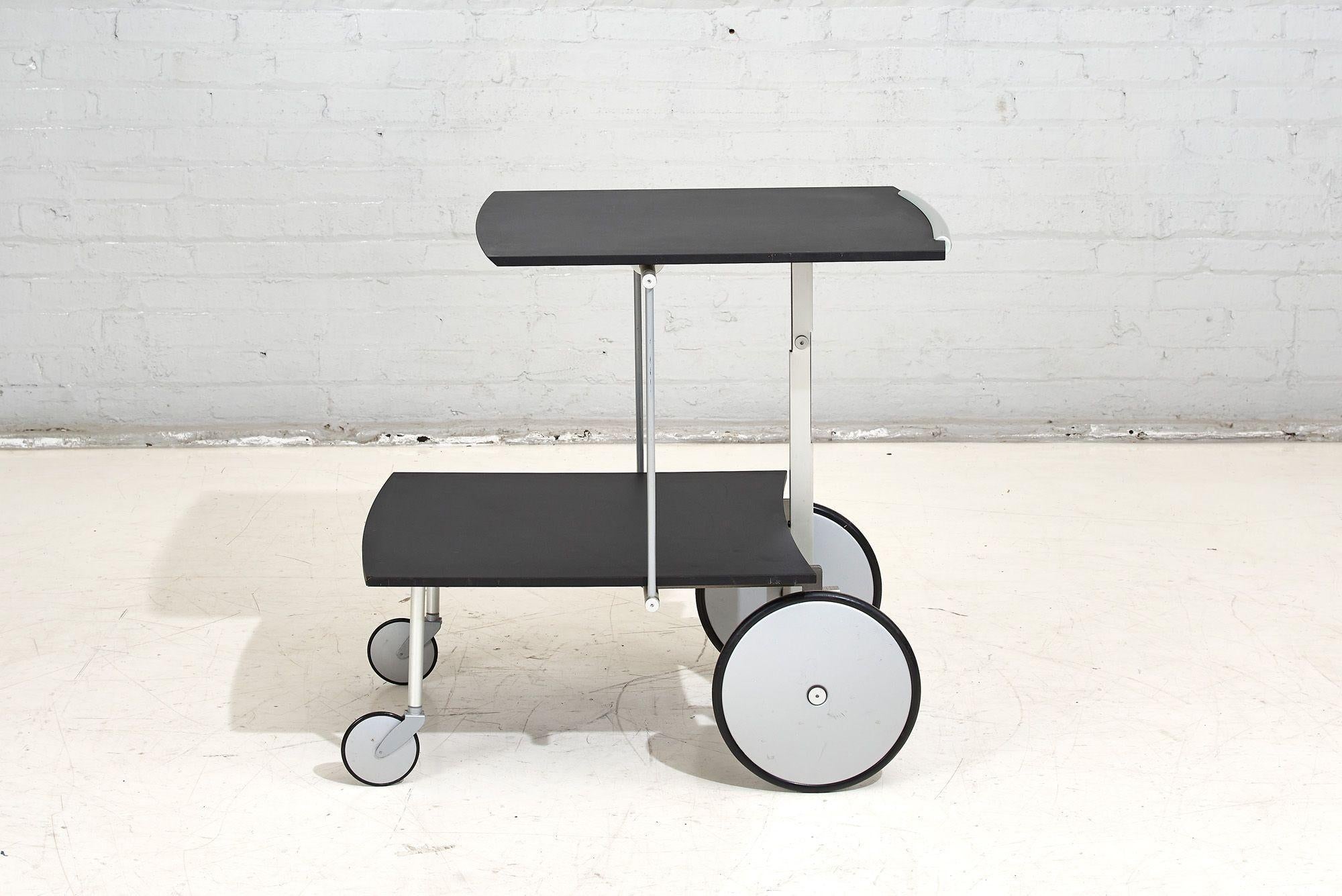 Wood Italian Convertible Bar Cart / Coffee Table, Raul Barbieri for Ycami, 1990 For Sale