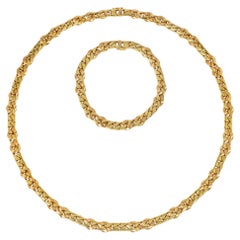 Collar y pulsera italianos convertibles de eslabones de oro tipo «curb»