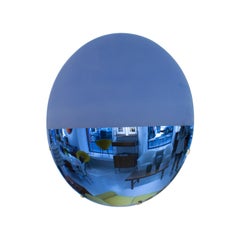 Italian Convex Hand-Crafted Murano Glass Backlit Rounded Mirror, Italy, 2020