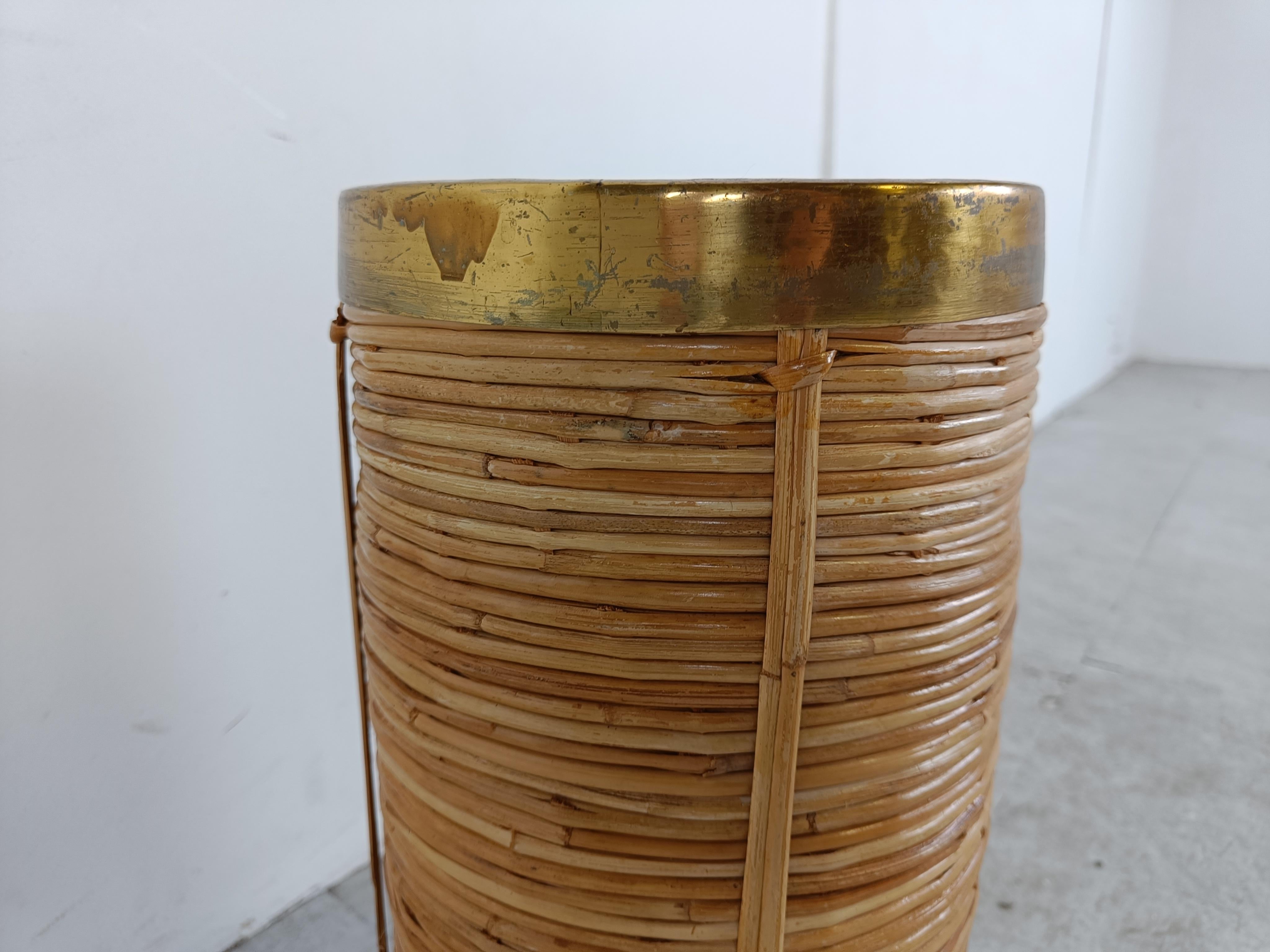 Italian copper and bamboo umbrella stand, 1960s 6